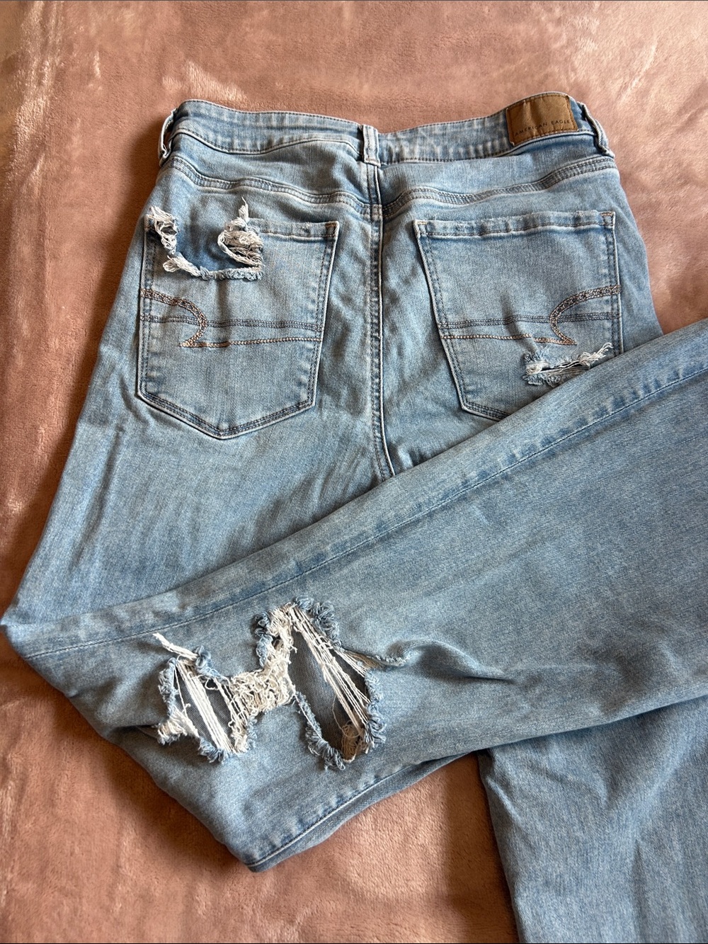 American Eagle Outfitters Light Blue Distressed Flare Jeans - Picture 5 of 5